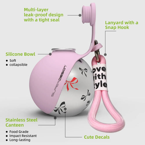 2-in-1 Portable Dog Water Bottle for Small Dogs - Leak-Proof & Compact Dog Travel Water Bottle -Stainless Steel Bottle & Silicon