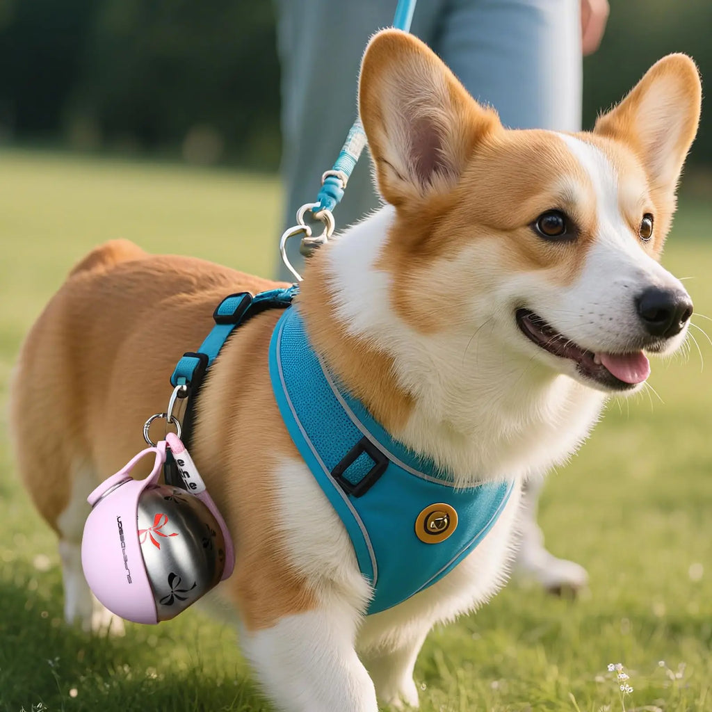 2-in-1 Portable Dog Water Bottle for Small Dogs - Leak-Proof & Compact Dog Travel Water Bottle -Stainless Steel Bottle & Silicon